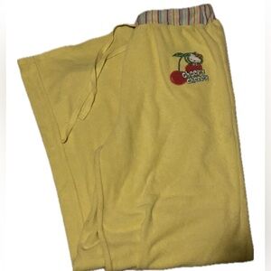 Hello Kitty Cheery Cherry Yellow Terry Wide Leg Lounge Pants SZ. M NWOT